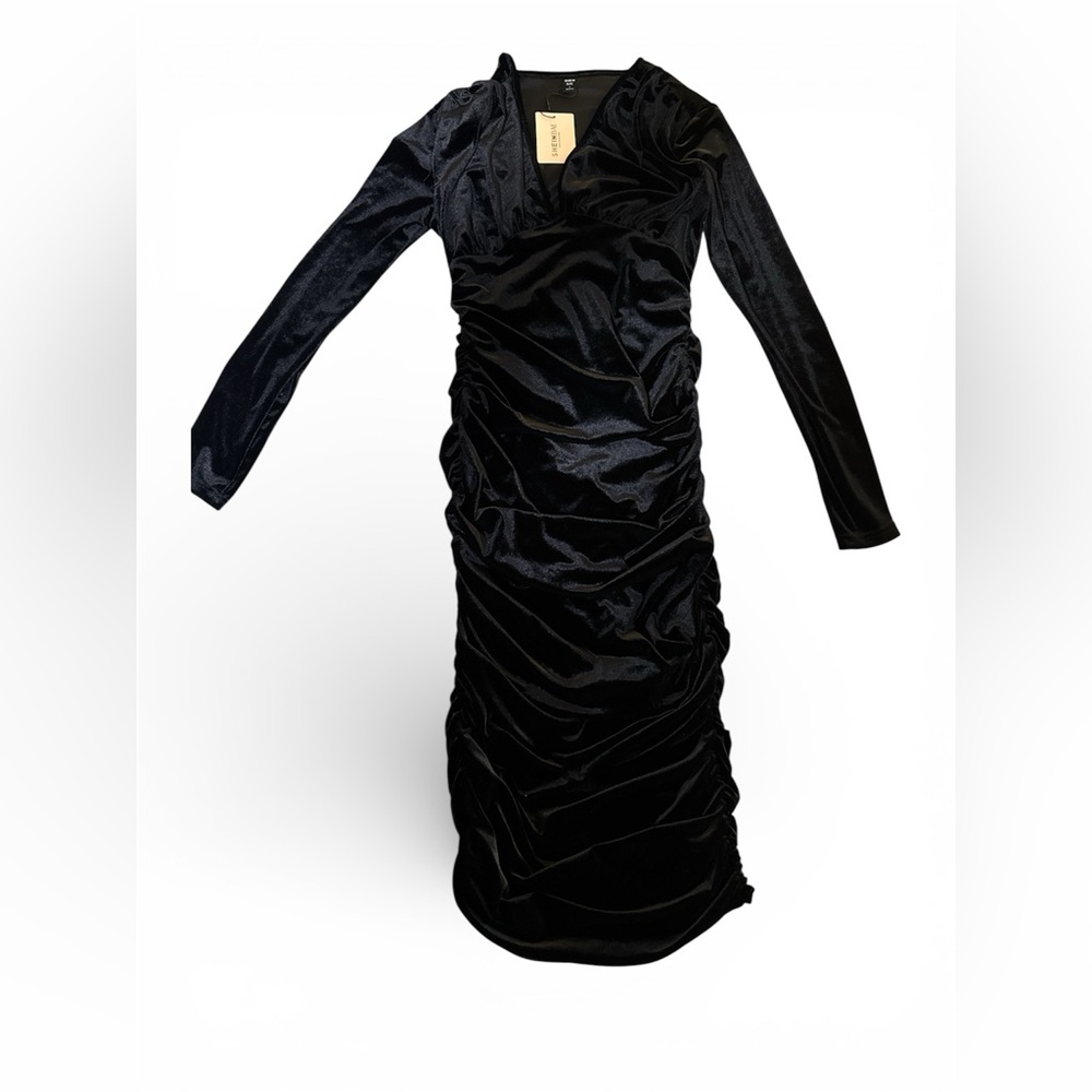 SHEIN Elegant Black Long Sleeve Dress - Picture 2 of 4